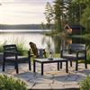 Dmora - Set Salotto da Esterno Benevento, Composizione da Giardino con 2 poltrone e 1 tavolino, Salottino Indoor e Outdoor con Cuscini, 100% Made in Italy, Antracite