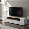 Dmora - Mobile porta TV Topeka, Credenza per televisione da soggiorno, Supporto per TV moderno, Credenza bassa multiuso, 138x42h36 cm, Bianco e Rovere