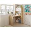 Dmora - Scrivania Riverside, Scrittoio multifunzione reversibile ad angolo con libreria, Tavolo da studio o ufficio multiposizione, 108x70h140 cm, Bianco e Rovere nodi