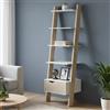 Dmora Libreria con un cassetto e quattro ripiani, colore bianco e rovere, cm 55 x 180 x 48.