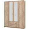 Dmora Guardaroba Grande Iwakura 160x205h cm Marrone Noce 9 Ripiani Appendiabiti, Armadio Camera da Letto 4 Ante