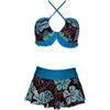 RICHTRUE 2 Pezzo Y2k Halter Bikini Set Donne Sexy Costume Da Bagno Spiaggia Set Carino Estate Uscire Abiti 2025 Vacanza 2000s, Blu e verde, M