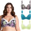 Curve Muse- Reggiseno in Cotone con Balconcino Sfoderato con Ferretto | Stampato, Trasparente, Ferretto