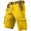 Zanisouta Pantaloncini cargo da uomo, pantaloni chino estivi, elasticizzati, grandi dimensioni, leggeri, in tessuto, per sport, rilassati, da trekking, campeggio, con tasche multiple, O giallo, M