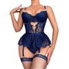 Aranmei Body sexy da donna con mini gonna in pizzo e calze a rete, per club di San Valentino