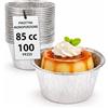 Generic GM 100 Pirottini Alluminio Budino 85cc, Cocotte Monoporzione da Forno, Vaschette Alluminio monouso circolari da 6,5cm, Stampi per Dolci monoporzione Usa E Getta, Stampi per Muffin adatti al Microonde.