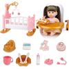 RedCrab Set Bambola con Accessori, 32cm Bambola con Funzione di Alimentazione, Lettino, Seggiolone, Vestiti, Biberon, Tettarella, Vasino e Pannolini, Giocattolo Regalo per Bambina 3+ Anni