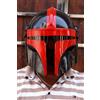 Fatto a mano Costume Casco Personalizzato Mandalorian Boba Fett Acciaio LARP Nero Rosso Se...