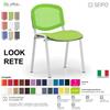 SEIPO LOOK MESH LR0136C sedia impilabile schienale rete base cromata ecopelle D2 SEIPO Class 1 IM
