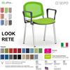 SEIPO LOOK MESH LR0137C sedia impilabile base cromata schienale rete braccioli tessuto V SEIPO
