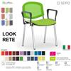 SEIPO LOOK MESH LR0137C sedia impilabile schienale rete base cromata braccioli ecopelle D2 SEIPO