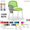 SEIPO LOOK MESH LR0138C sedia impilabile base cromata schienale rete tavoletta Ecopelle D2 SEIPO
