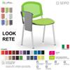 SEIPO LOOK MESH LR0138G sedia impilabile base grigio schienale rete tavoletta Ecopelle D2 SEIPO