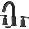 gotonovo Nero opaco 3 fori 2 maniglie Deck Mount Lavabo Lavabo Bagno Rubinetto con Pop Up Scarico con Valvole Miscelatore Caldo e Freddo 8 Pollici Diffuso Rubinetto Bagno