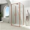 Parama Box doccia 3 lati 80x100x80cm con porta saloon profili rame spazzolato vetro 6mm trasparente anticalcare h190| Portofino