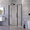 Parama Porta doccia 106-110cm apertura a battente con profili nero opaco e vetro da 6mm trasparente h195 | Elba