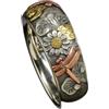 CrownOfRibbons Anello in argento stile vintage con design floreale, fascia con margherita e libellula