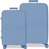 Movom Inari - Set di valigie blu, 68/78 cm, rigida, in polipropilene, chiusura TSA integrata, 189 l, 8 kg, 4 ruote doppie, estensibile, bagaglio a mano