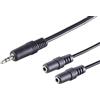 1aTTack.de 1x 0,2 m - Cavo adattatore splitter audio da jack da 3,5 mm nero a 2 prese jack da 3,5 mm, connettori stampati