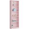 Dmora - Libreria Pomona, Mobile portalibri alta a 5 ripiani, Scaffale da ufficio o cameretta, Scaffale moderno con scomparti, 52x25h180 cm, Rosa