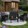 Dmora Set Salotto da Esterno Roccacar Nero Antracite 4 Posti Un Tavolino, Salottino Outdoor Made in Italy