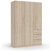 Dmora Armadio Guardaroba, 3 Ante + 3 cassetti-cm. 135 x 200 x 52, Rovere, Big