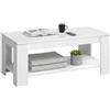 Dmora - Tavolino da salotto Chicago, Tavolino da caffè con ripiano elevabile, Tavolo basso da soggiorno, 102x50h43/54 cm, Bianco opaco