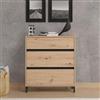 Dmora Cassettiera Chiketo 80x40x90h cm Marrone Rovere Nodi 3 Cassetti Apertura Scorrevole, Chiusura Scorrevole