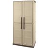 Dmora - Armadio da esterno Avelgem, Armadio balcone multiuso, Mobile porta scope 2 ante, 100% Made in Italy, 70x47h178 cm, Beige e Marrone, Finitura quadri
