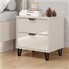 Dmora Comodino Chisaha 48x40x52h cm Beige Un Ripiano 2 Cassetti, Apertura Scorrevole
