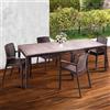 Dmora - Set salotto da esterno Manarola, Ripiano allungabile da esterno con 4 sedie, Tavolo e sedute da giardino effetto rattan, 100% Made in Italy, Marrone