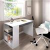 Dmora - Scrivania Grigna, Scrittoio multiuso da ufficio o cameretta, Tavolo da studio lineare con scaffali, 115x50h74 cm, Bianco e Antracite