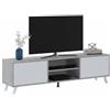 Dmora Mobile Porta TV Agulhas 180x40x49h cm Grigio Cemento Cassetti Un Ripiano, 2 Ante