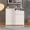 Dmora Credenza Fuhafu 103x40x94h cm Bianco un Cassetto 4 Ripiani, Madia Apertura Battente e Scorrevole