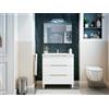 Dmora Mobile sottolavabo Ona, Mobiletto da Bagno, Contenitore Porta lavabo, Armadio per lavandino, 80x45 h86 cm, Bianco Lucido e Rovere