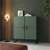 Dmora Credenza Tasmania 108x40x144h cm Verde 4 Ripiani 8 Vani, Madia 4 Ante