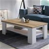 Dmora Tavolino da Salotto Arafura 130x67x41h cm Bianco Un Vano Forma Rettangolare, Colore Struttura Marrone