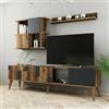 Dmora - Mobile porta TV Menk, Credenza da soggiorno, Armadio basso per TV, Base parete attrezzata, 180x34h49 cm, Noce e Antracite