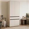 Dmora Guardaroba Grande Hakesu 93x211h cm Bianco 3 Ripiani Appendiabiti, Armadio Camera da Letto Apertura Battente