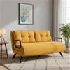 Dmora Divano Letto 2 Posti Merak 133x78 cm Giallo Contenitore Reclinabile, Braccioli