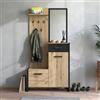 Dmora Mobile da Ingresso Kotato 95x34x191h cm Marrone Rovere Nodi Specchio Incluso un Cassetto, 5 Ripiani