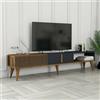 Dmora - Mobile porta TV Aquila, Credenza da soggiorno, Armadio basso per TV, Base parete attrezzata, 180x35h40 cm, Noce e Antracite