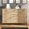 Dmora Credenza Funara 138x40x90h cm Marrone Rovere Nodi un Cassetto 3 Ripiani, Madia Apertura Battente e Scorrevole