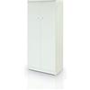 Dmora Armadio scarpiera a 2 Ante, Legno, Bianco, 62 x 34 x 147 cm