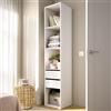 Dmora Guardaroba Grande Lecceta 45x205h cm Bianco 3 Ripiani 2 Cassetti, Armadio Camera da Letto Apertura Scorrevole