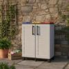 Dmora Armadio portarifiuti da esterno o interno, Mobile porta 3 sacchi a 2 ante, 100% Made in Italy, cm 68x37h90, colore Grigio chiaro e coperchi colorati