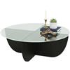 Dmora - Tavolino da Salotto Phoebe, Tavolo Basso da caffè, Portariviste per Divano, Ripiano da Soggiorno, 90x90h30 cm, Nero
