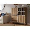 Dmora - Credenza Wazn, Buffet da soggiorno, Madia da salotto, Dispensa da cucina, 100x30h115 cm, Noce e Bianco
