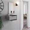 Dmora Mobile da Ingresso Seto 43x32x90h cm Bianco Specchio Incluso Un Cassetto, Installazione Sospesa
