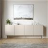 Dmora Credenza Soeira 200x42x75h cm Beige 2 Ripiani Apertura Battente, Madia 4 Ante